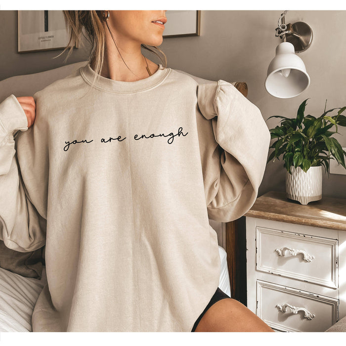 You are Enough Crewneck in Sand