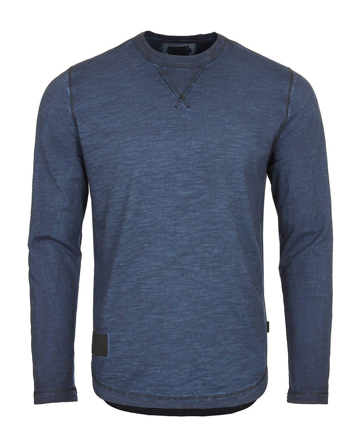 Navy Long Sleeve Crew Neck Curved Hem