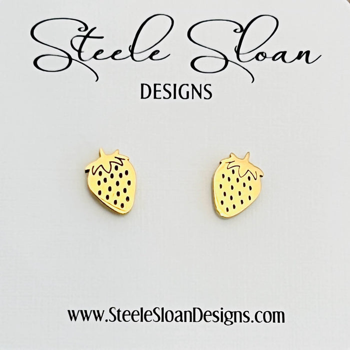 Strawberry Gold Stud Earrings