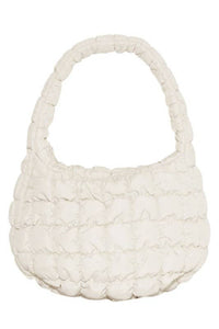 Quilted Puff Tote Shoulder Bag in Ivory