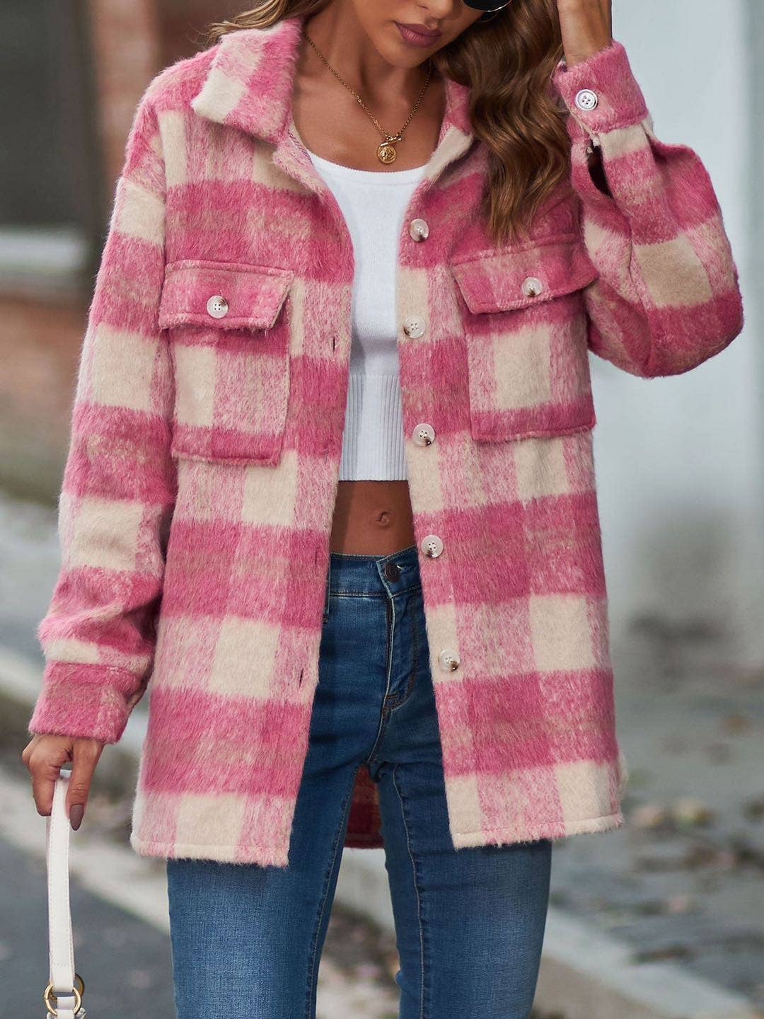 Pink Plaid Flannel Shacket