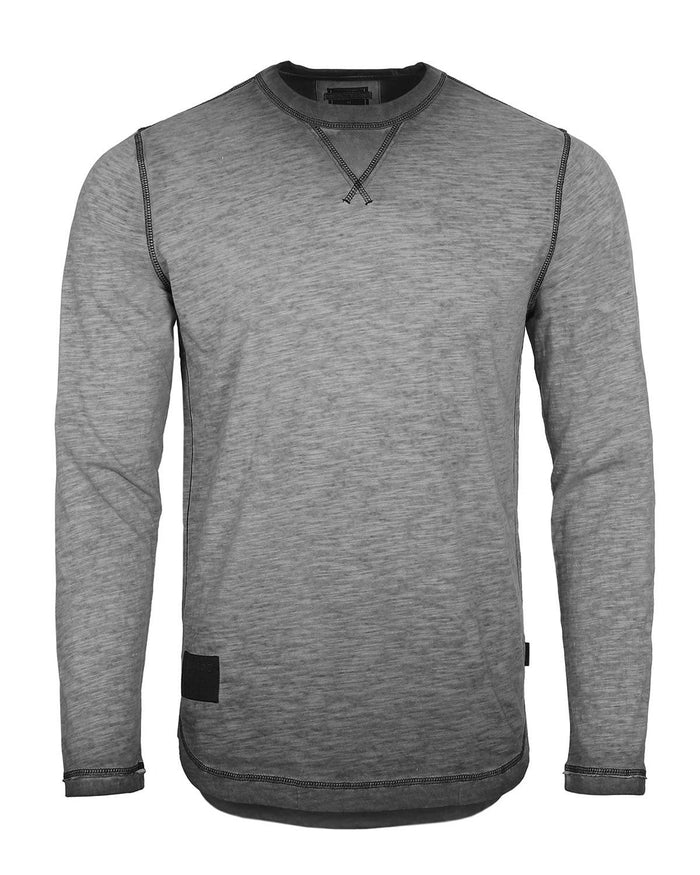 Charcoal Long Sleeve Crew Neck Curved Hem