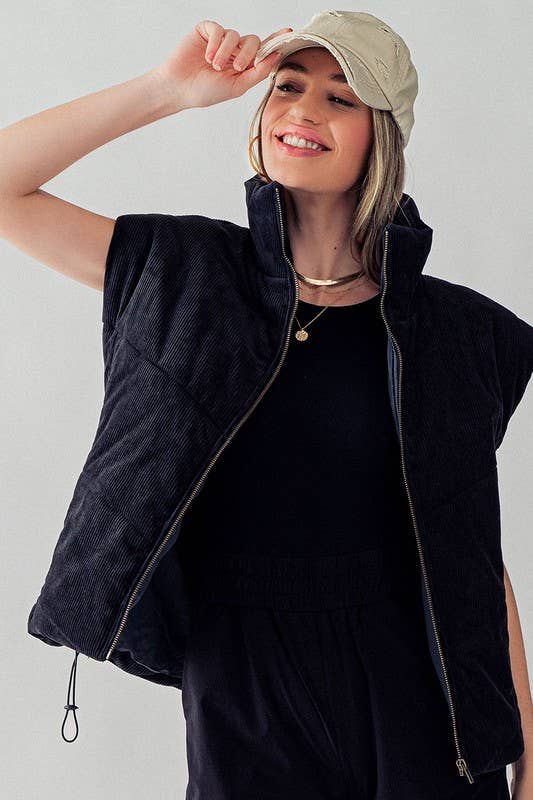 Charcoal Corduroy Puff Vest